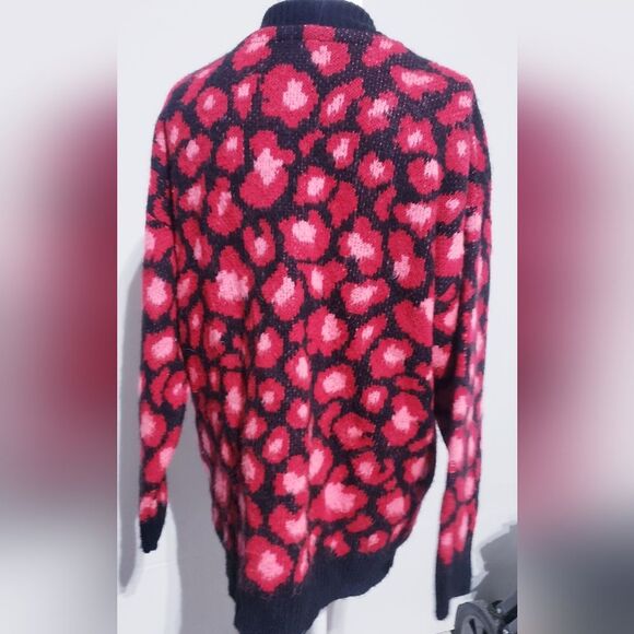 TOPSHOP Leopard Red and Black Print Cardigan Size 8 - Picture 3 of 8